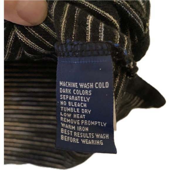 Chaps Ralph Lauren size XL black striped Polo 100% cotton short sleeve - Picture 4 of 7